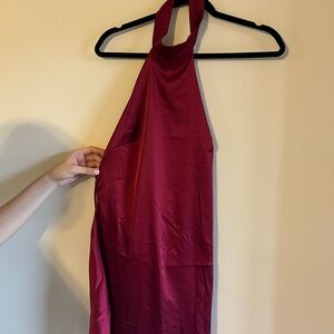 Elegant Halter Neck Red Dress